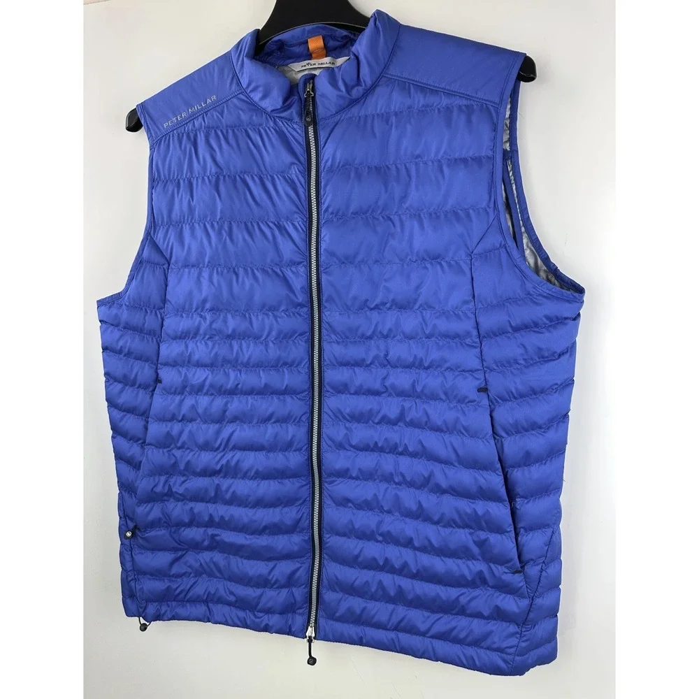 Peter Millar Hyperlight Quilted Puffer Vest Mens Large Blue Full Zip Crown Sport - Picture 3 of 13